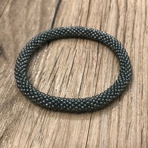 Gray Beaded Roll-On Bracelet | Stackable & Stretchy | Lightweight